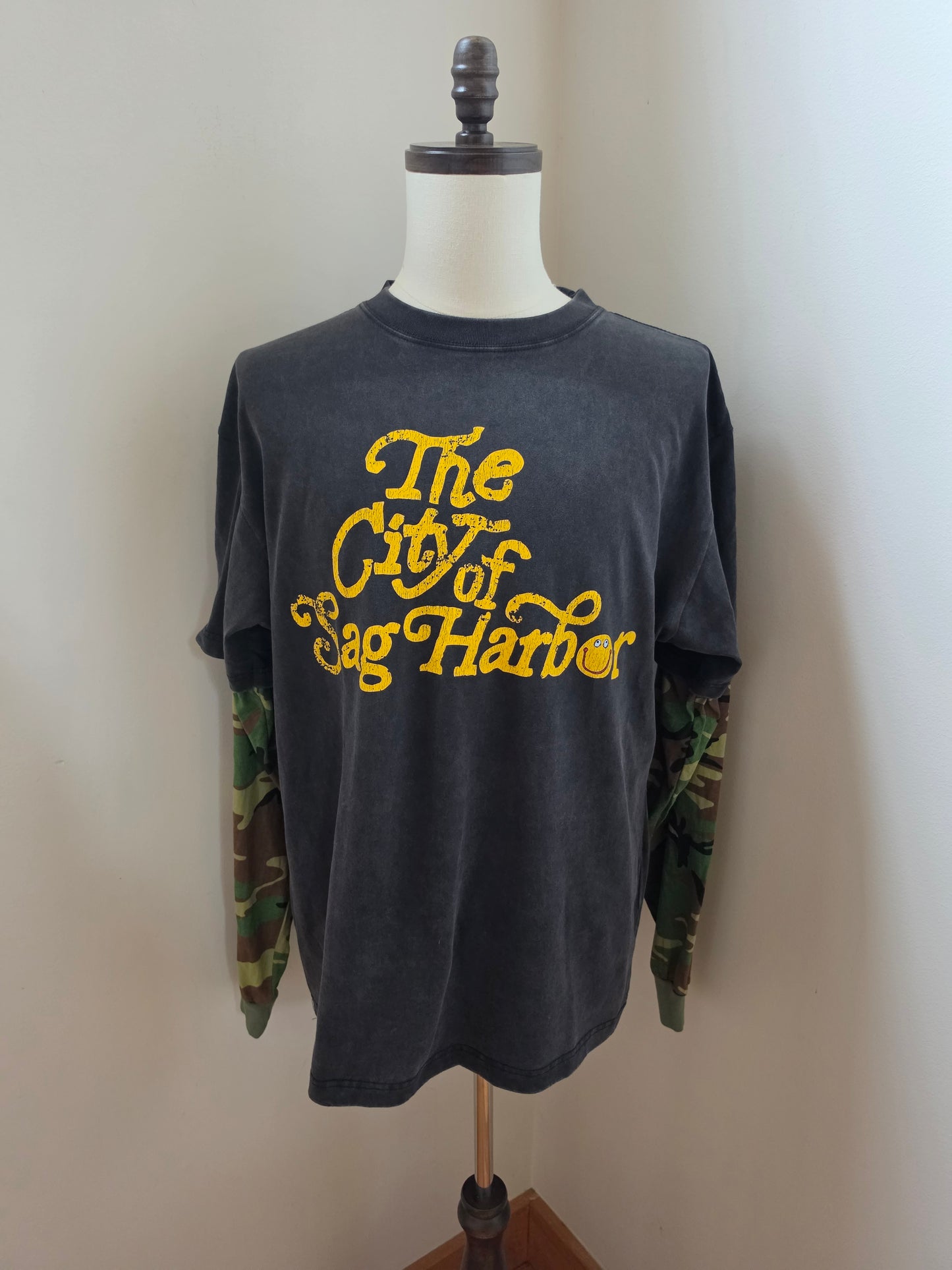 Vintage Black & Camo Layered Tee