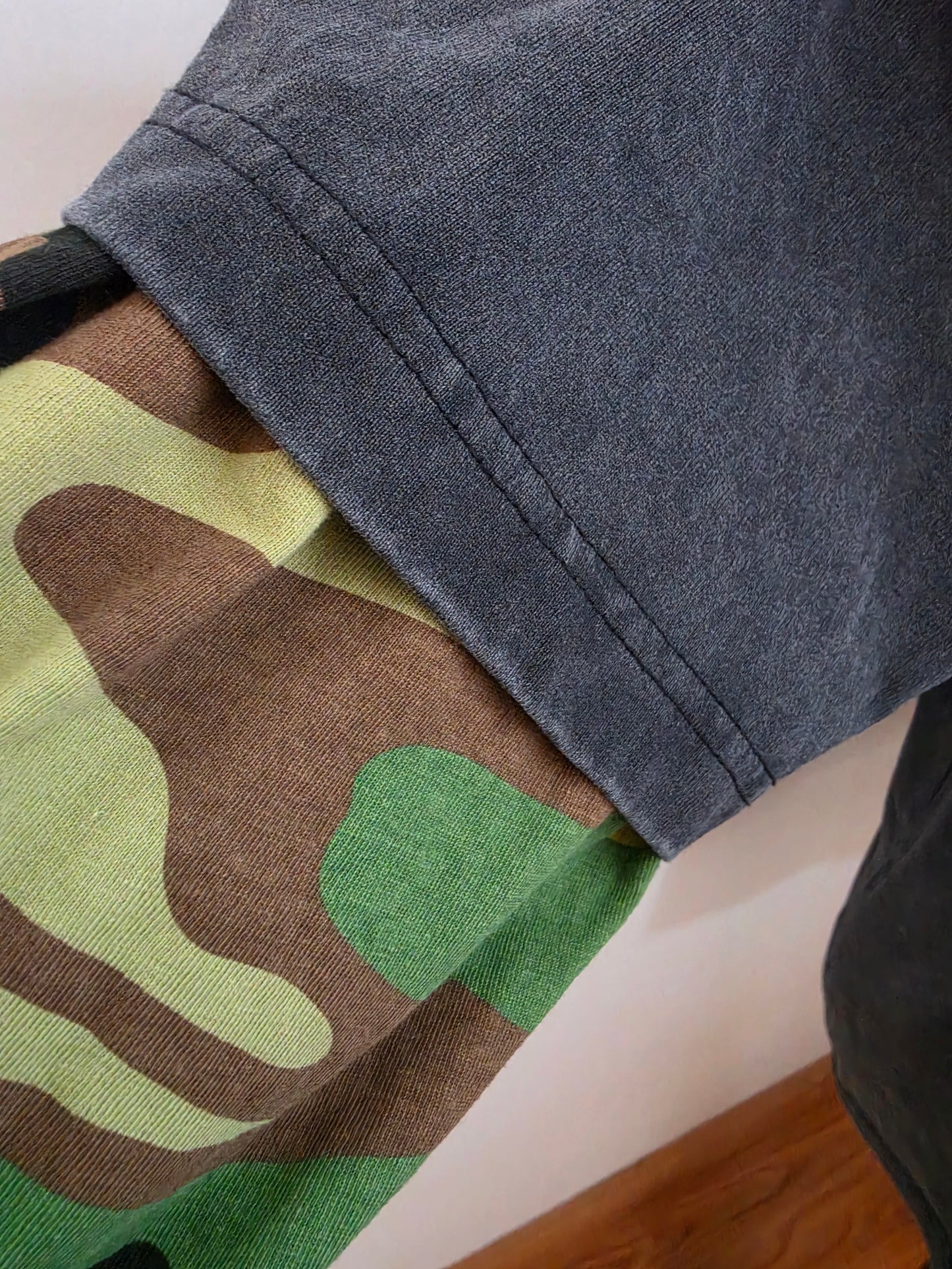 Vintage Black & Camo Layered Tee