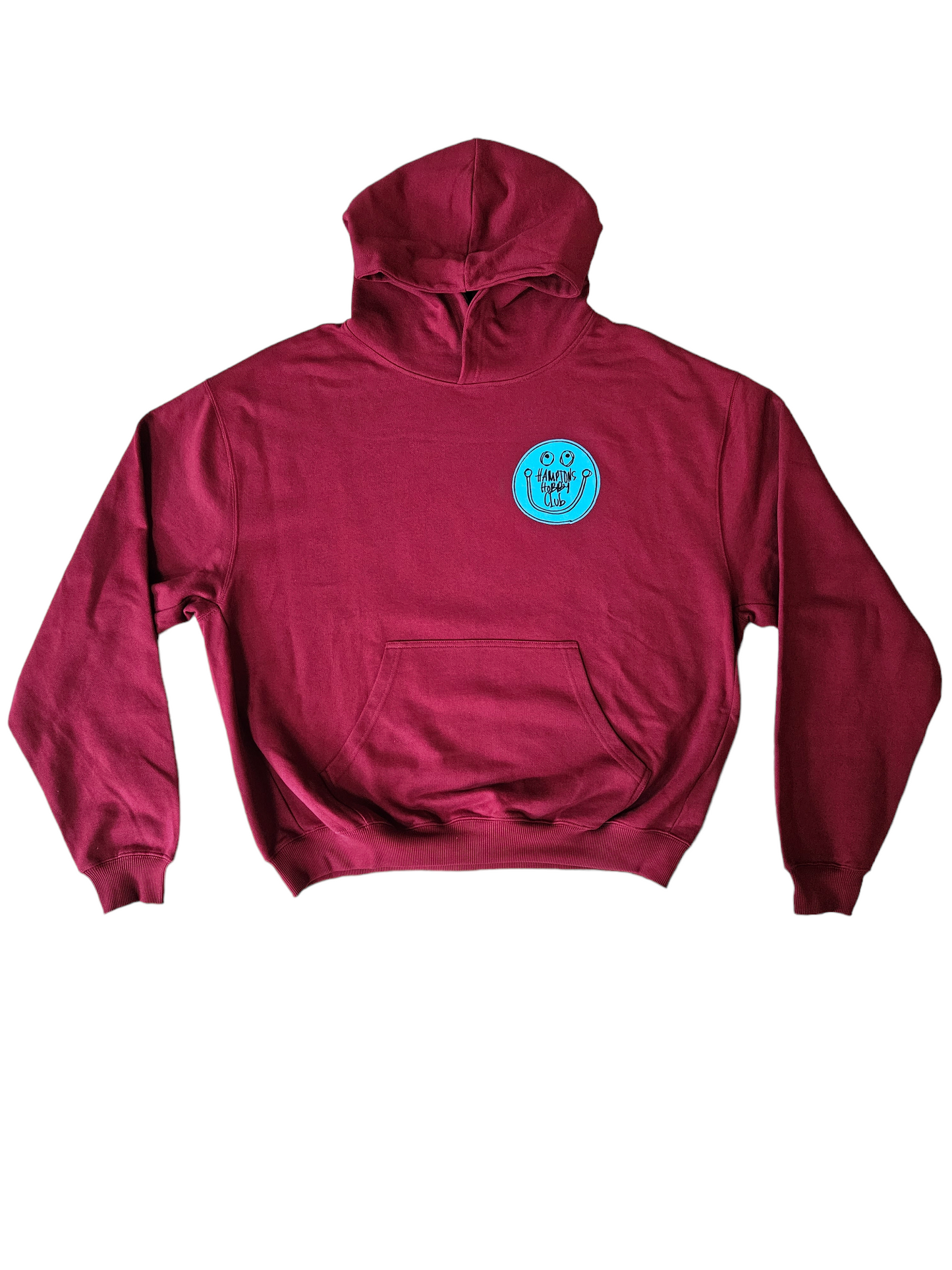 Burgundy Hobby Club Hoodie with Peacock Blue